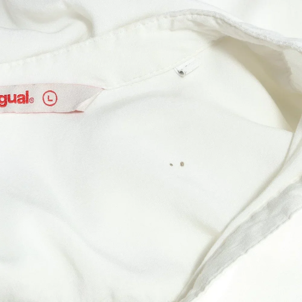 Desigual Floral Long Sleeve Shirt Size Women's L Pink White - Picture 7 of 11